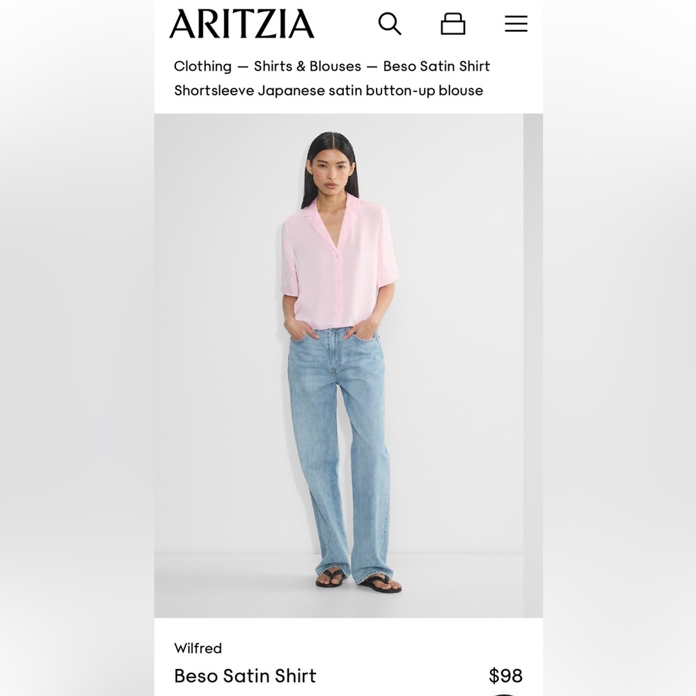 Aritzia Wilfred Blush Satin Blouse